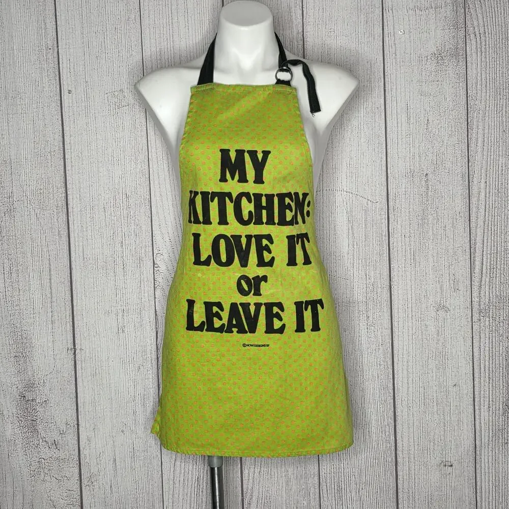 VTG My Kitchen Love It Or Leave It Apron Retro Pop Art Bold 70s Typography